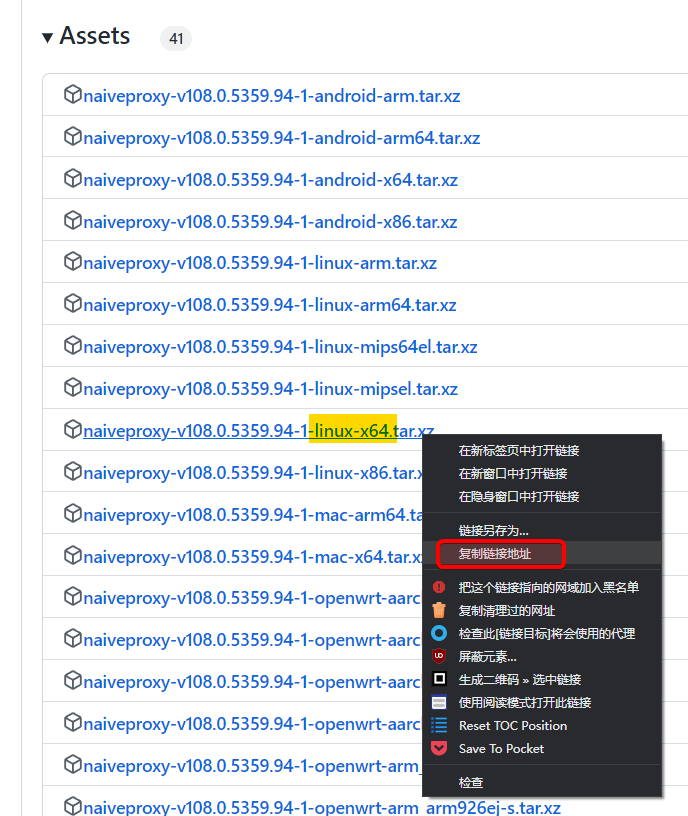 NaiveProxy linux-x64 最新latest 下载地址