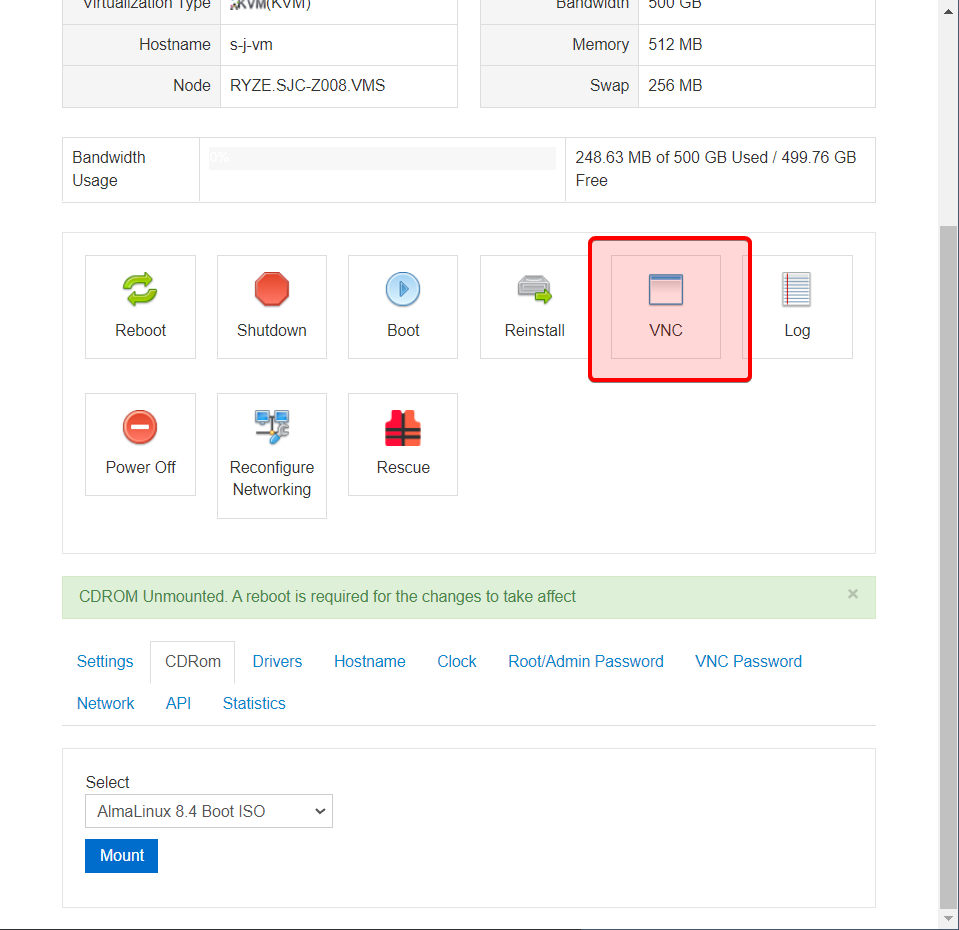 VirMach 后台面板 VNC连接