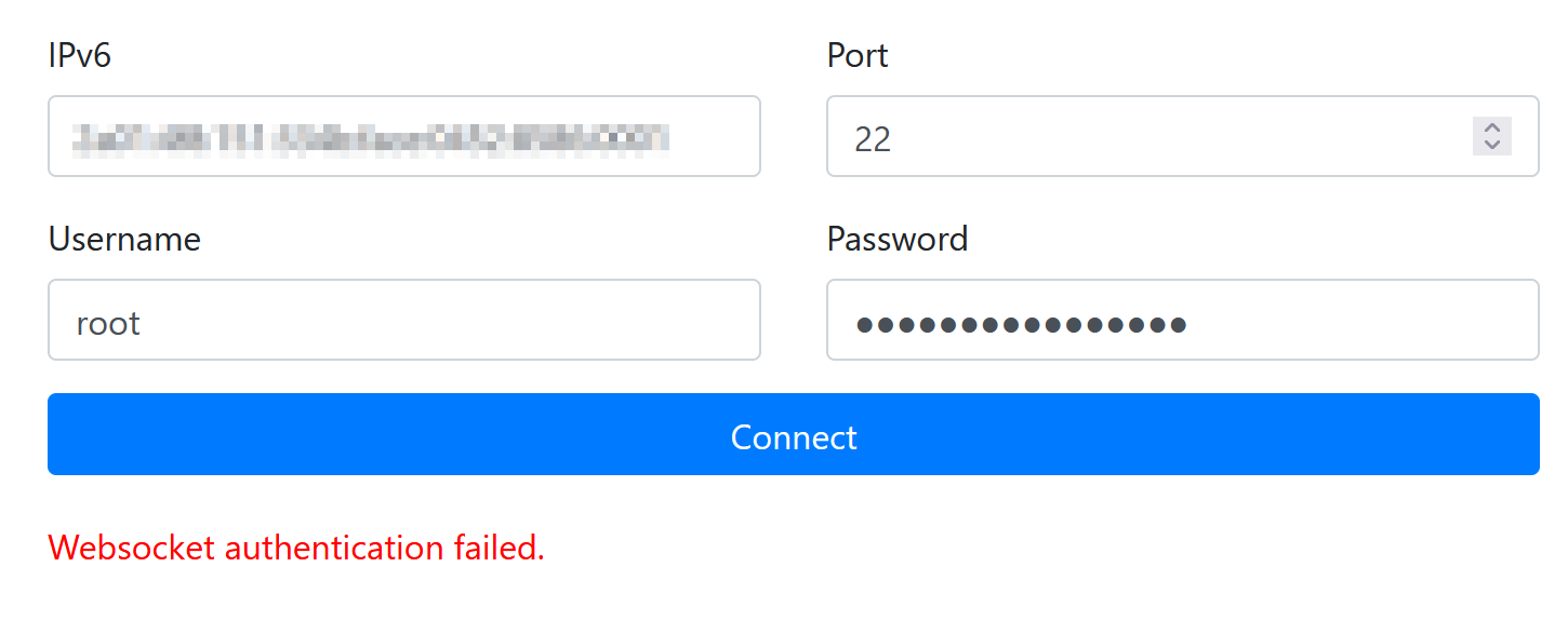 Hax WebBase - SSH Client Websocket authentication failed
