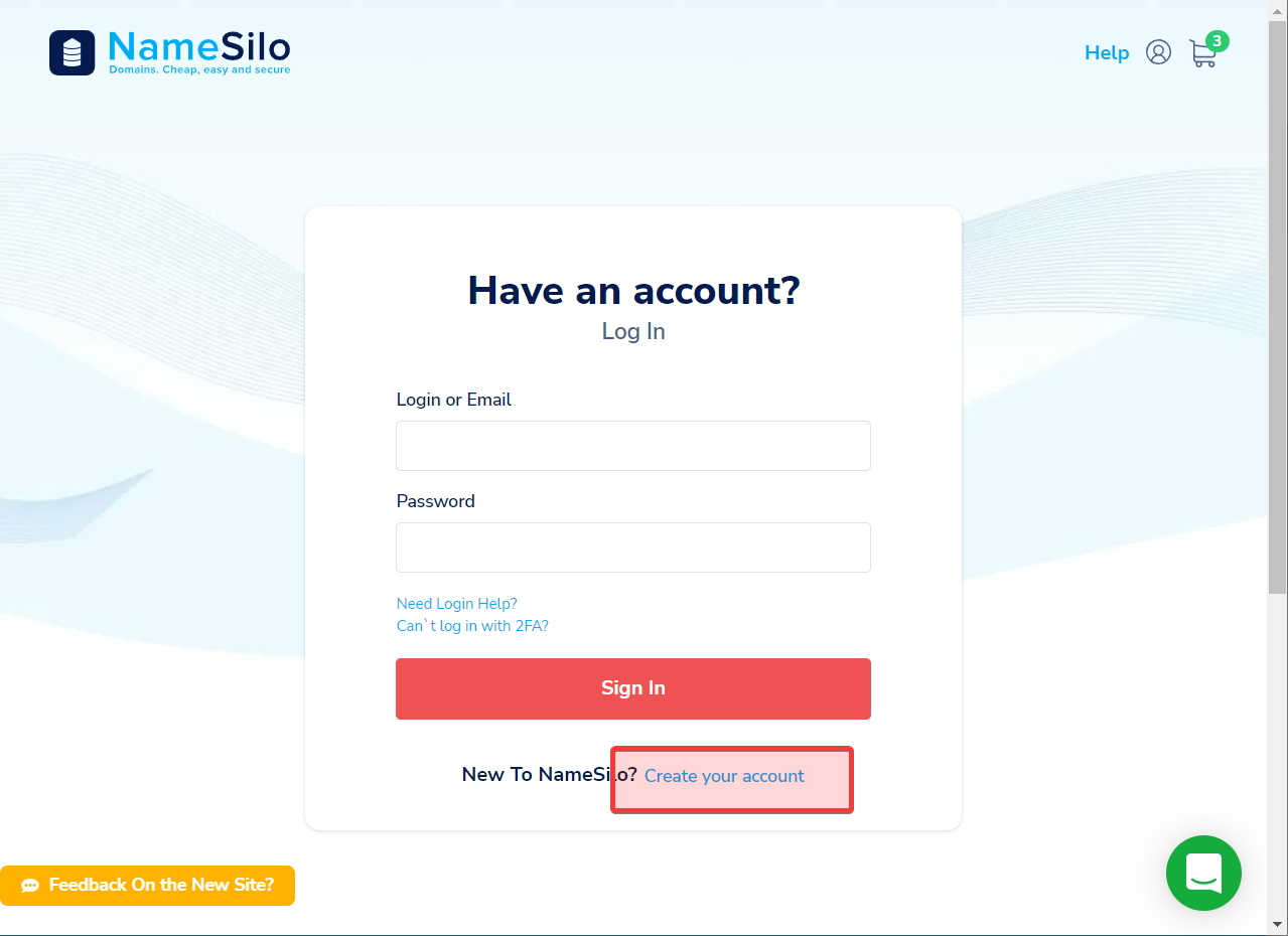namesilo 创建账户
