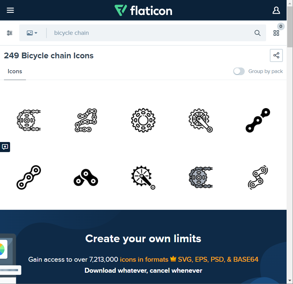 search bicycle chain from flaticon.com