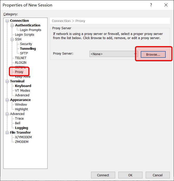 进入Proxy管理窗口