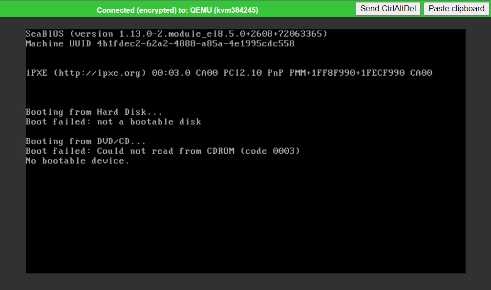 VirMach VNC No bootable device