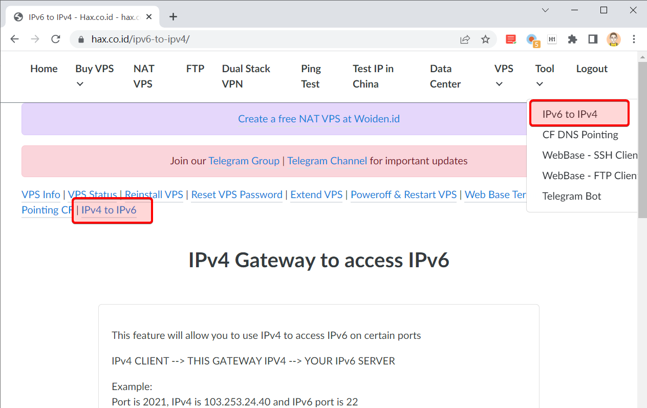 Hax IPv4 IPv6 Gateway 功能入口