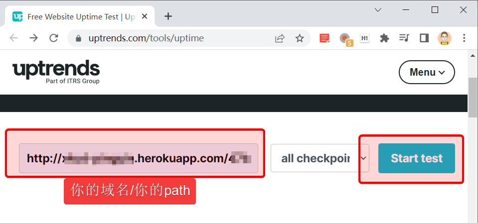https://www.uptrends.com/tools/uptime 检查 你的域名/你的path